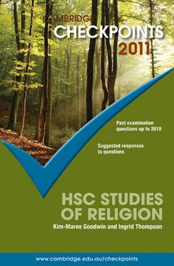 Cambridge Checkpoints HSC Studies of Religion 2011 Cambridge Checkpoints HSC Studies of Religion 2011