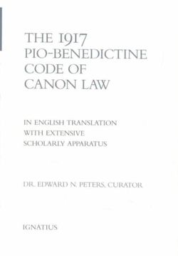 1917 Pio-Benedictine Code of Canon Law 1917 Pio-Benedictine Code of Canon Law