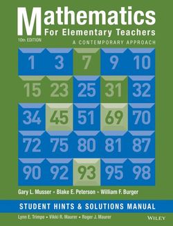 Mathematics for Elementary Teachers: A Contemporary Approach 10e Student Hints and Solutions Manual Mathematics for Elementary Teachers: A Contemporary Approach 10e Student Hints and Solutions Manual