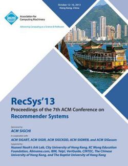 Recsys 13 Proceedings of the 7th ACM Conference on Recommender Systems Recsys 13 Proceedings of the 7th ACM Conference on Recommender Systems
