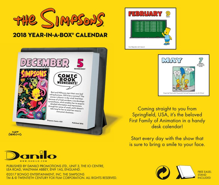 The Simpsons Official 2018 Desk Block Calendar PageADay Desk Format